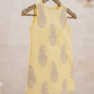 Sleeves Less Yellow Embroidered Shirt _ Stitched