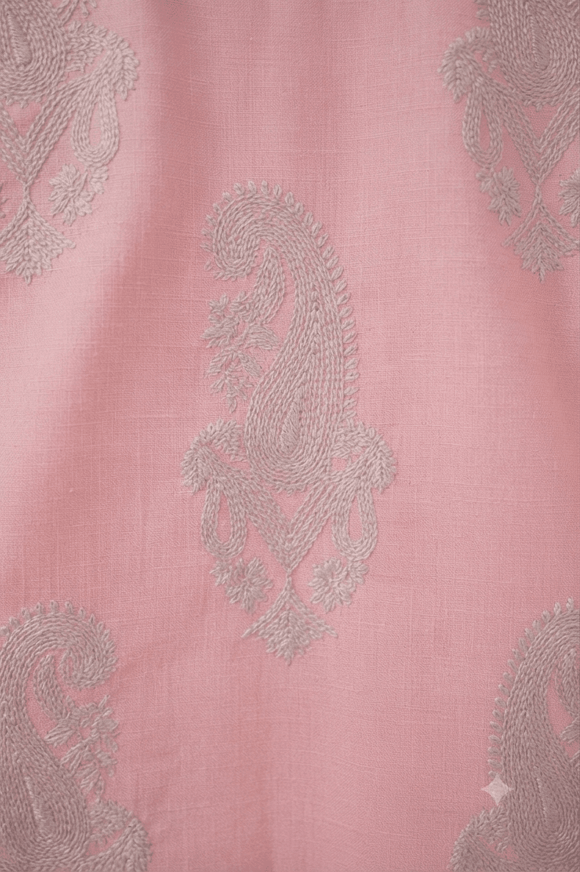 Sleeves Less Pink Embroidered Shirt _ Stitched - Image 3