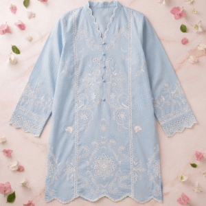 Blue Embroidered Lawn Shirt – Stitched(Only Shirt)