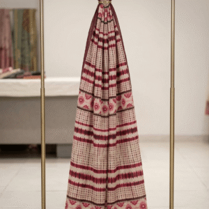 Beige & Red Printed Lawn Dupatta