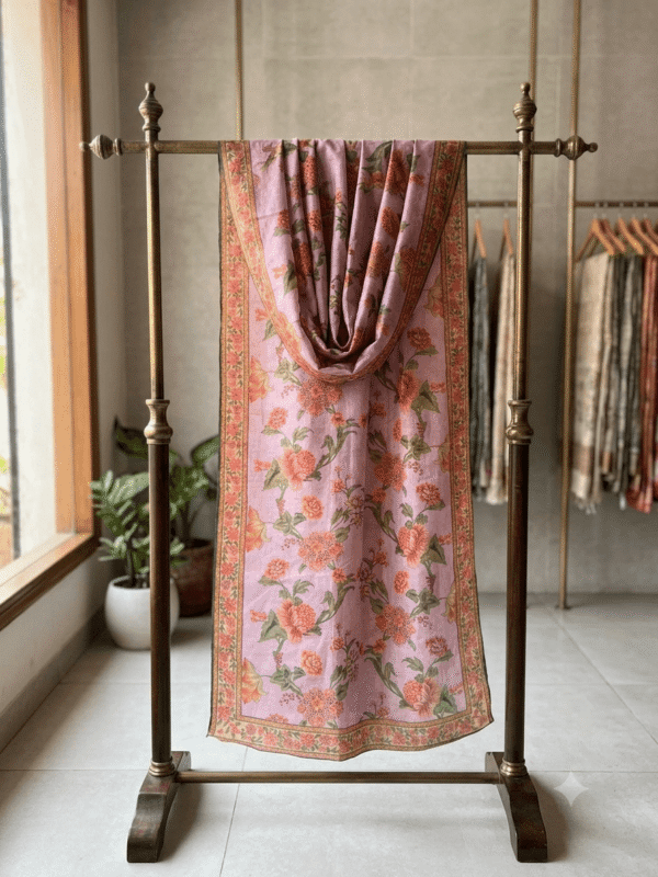 Pink Multi Printed Chiffon Dupatta