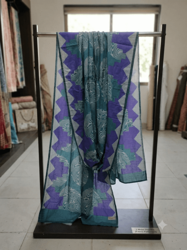 Premium Blue & Purple Printed Lawn Dupatta