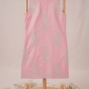 Sleeves Less Pink Embroidered Shirt _ Stitched