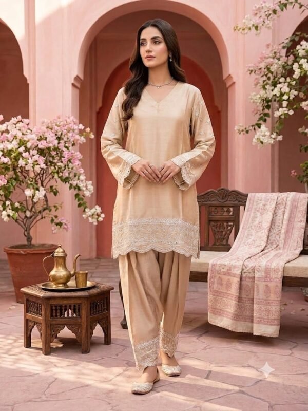 Trusser Silk Embrodered Skin 2 Piece Suit - Stiched