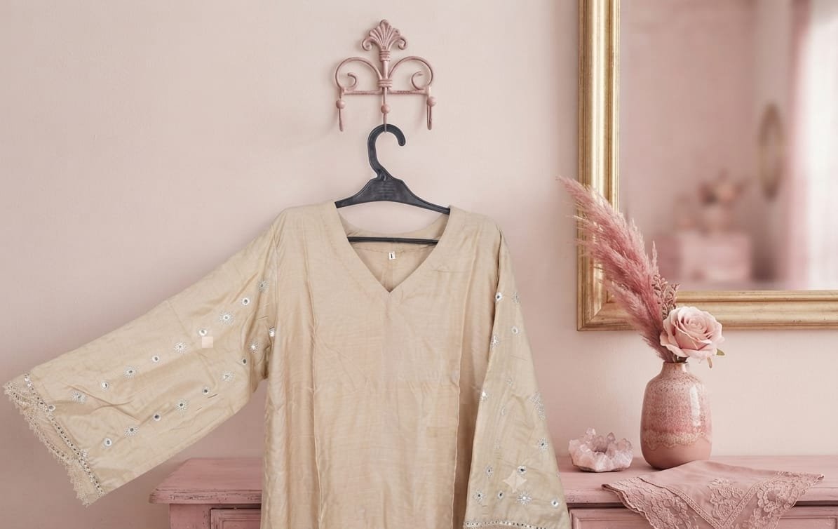 Trusser Silk Embrodered Skin 2 Piece Suit - Stiched - Image 2
