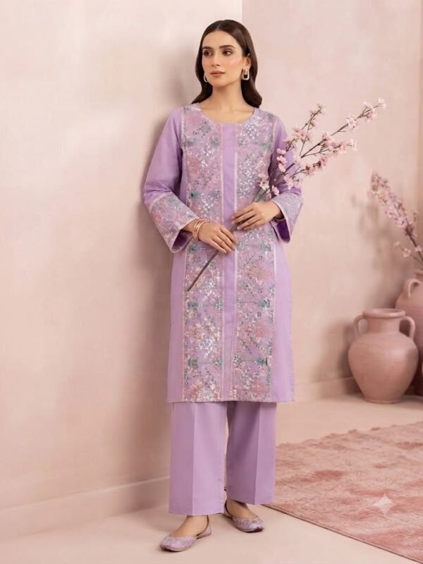 Lilac Embroidered Lawn 2 Piece Stitched Suit