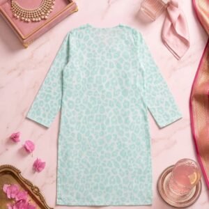 Sea Green Leopard Print Single Shirt – Stitched