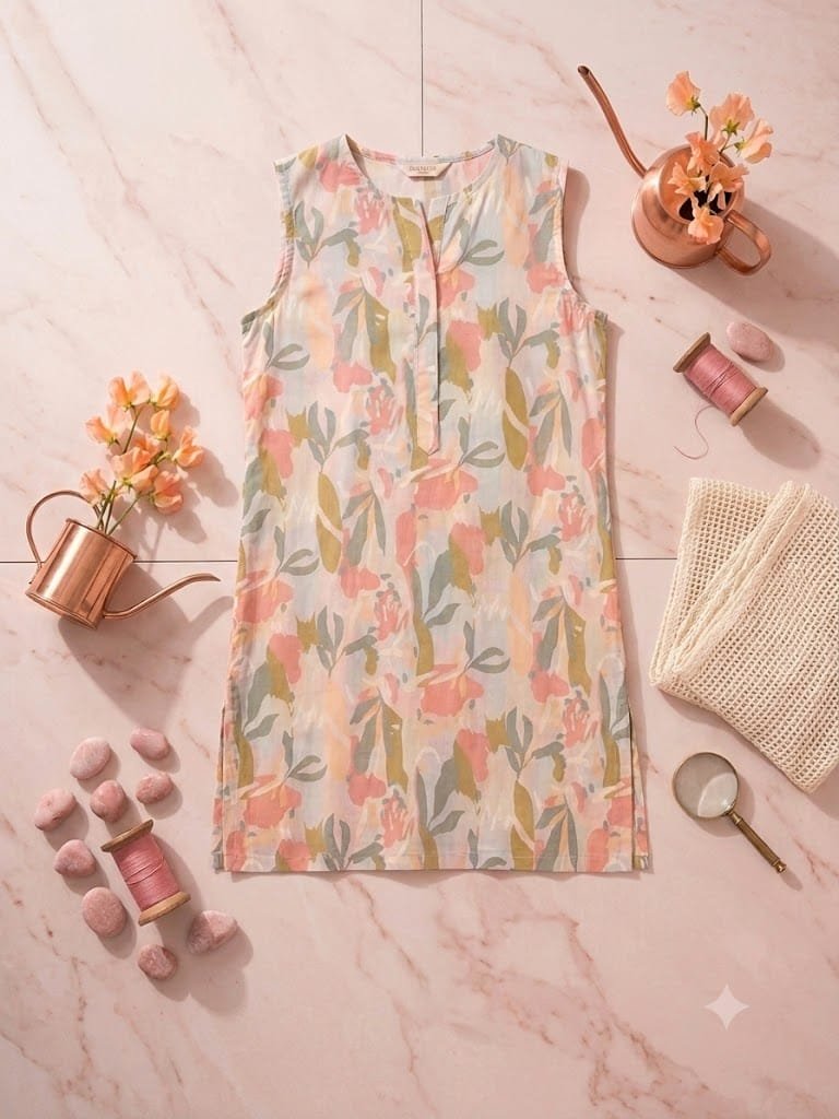 Women's Sleeveless Multi Print Shirt – Stitched