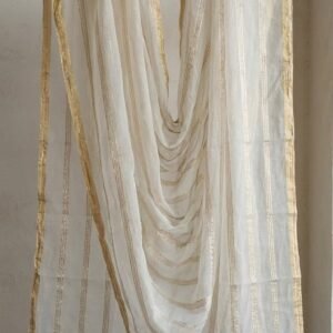 Golden Striped Beige Organza Dupatta