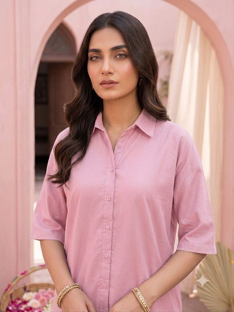 Lawn Pink co-ord set - stitched - Image 4