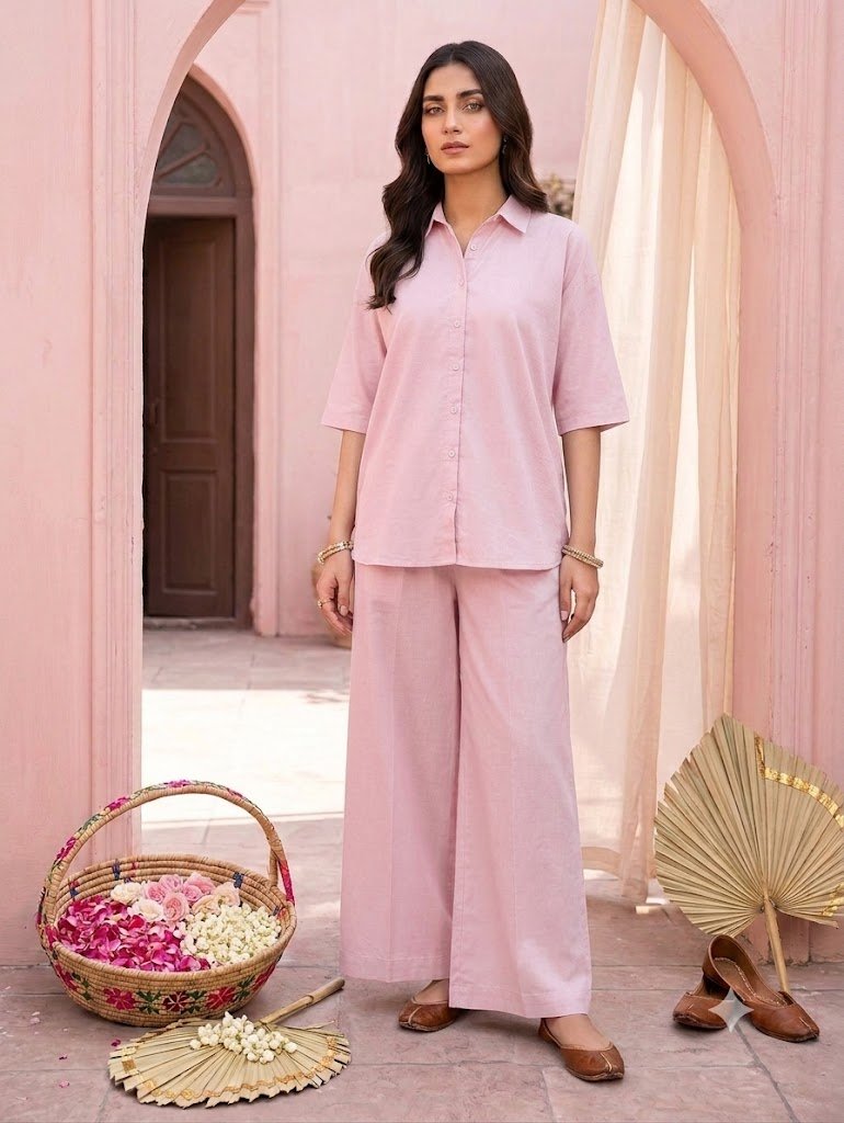 Lawn Pink co-ord set - stitched