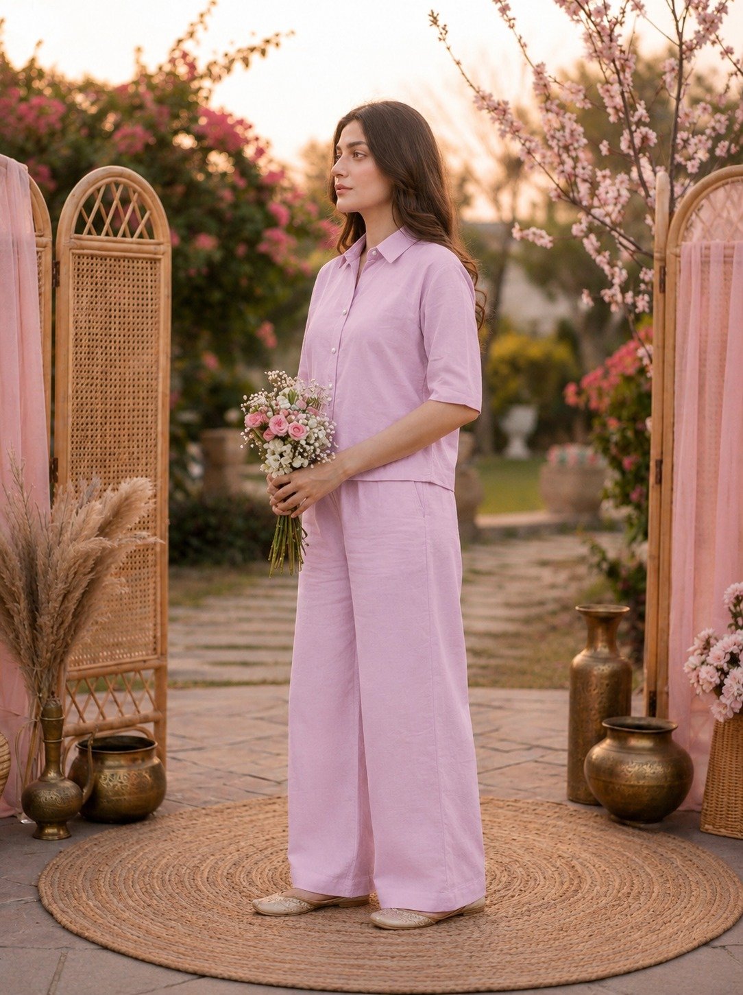 Lawn Pink co-ord set - stitched - Image 3