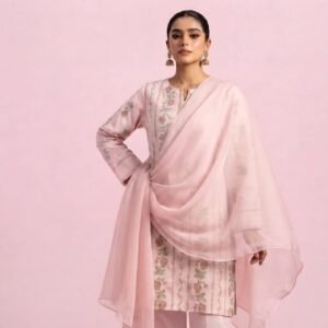 Lawn Pink Embroidered 3 Piece Suit - Unstitched