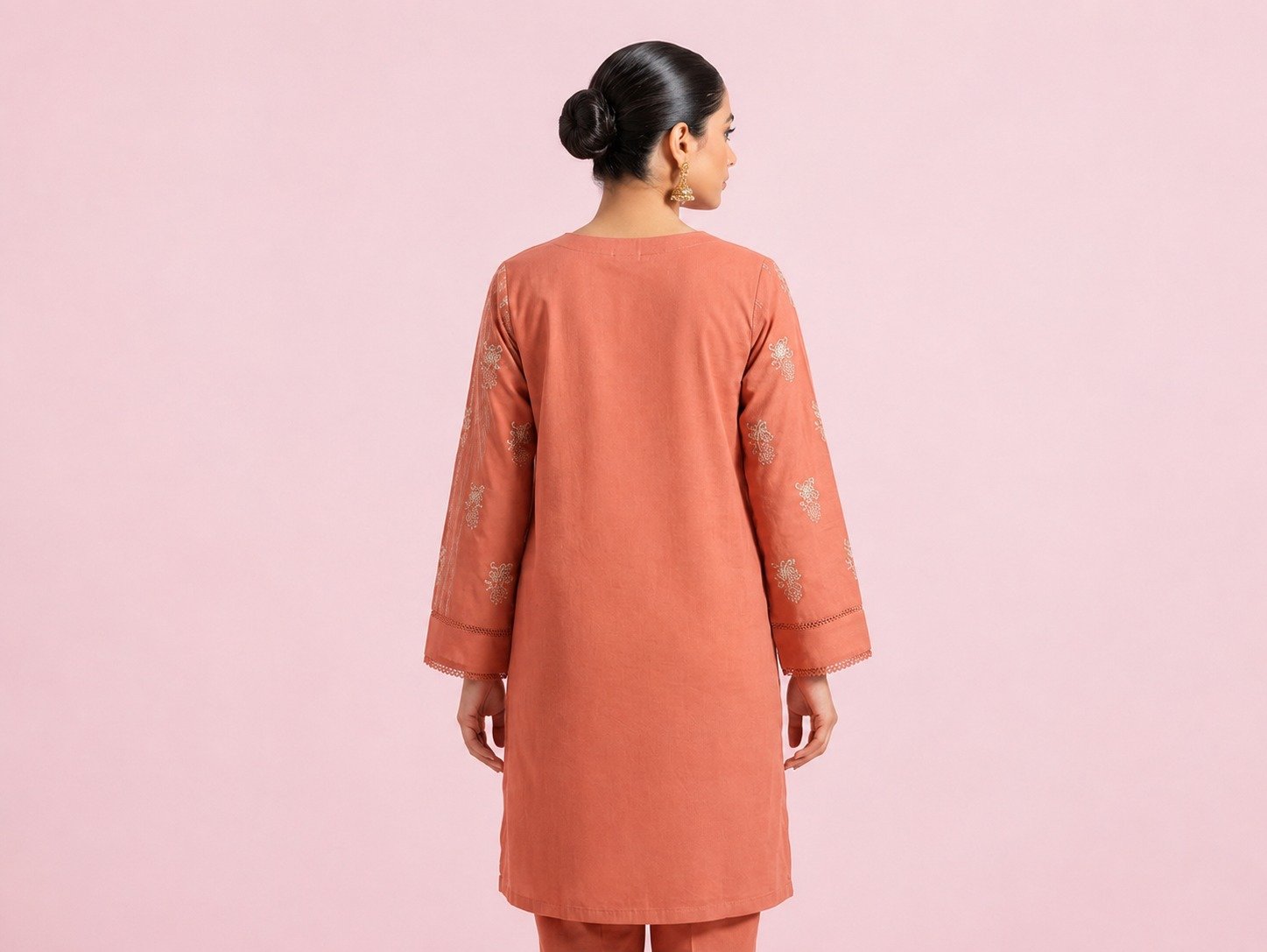 Lawn Orange Embroidered 2 Piece Suit - Unstitched - Image 2