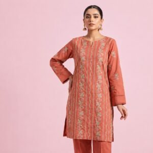 Lawn Orange Embroidered 2 Piece Suit - Unstitched
