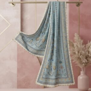 Premium Light Blue Printed Dupatta