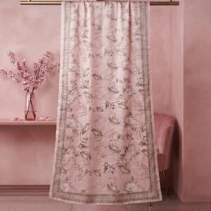 Elegant Pink Floral Printed Apple Silk Dupatta