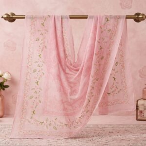 Elegant Pink Floral Printed Nano Fabric
