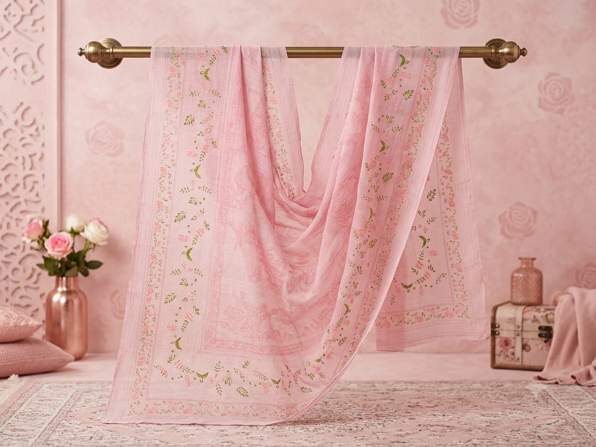 Elegant Pink Floral Printed Nano Fabric