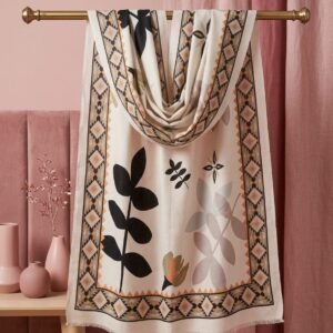 Rustic Beige Printed Wool Shawl