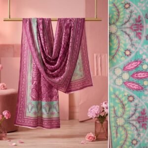 Teal Accent Mulberry Floral Printed Viscose Dupatta