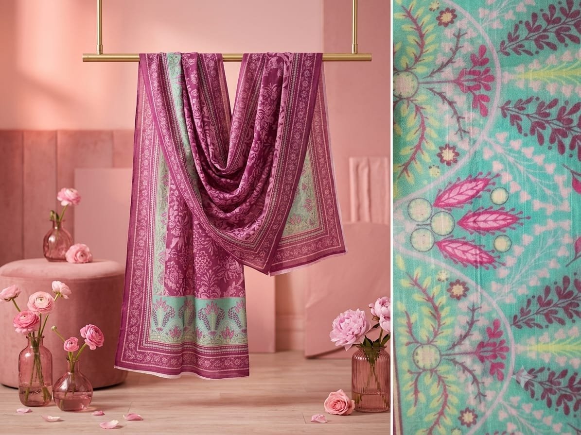 Teal Accent Mulberry Floral Printed Viscose Dupatta
