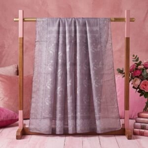 Elegant Dusty Mauve Floral Printed Nano Dupatta
