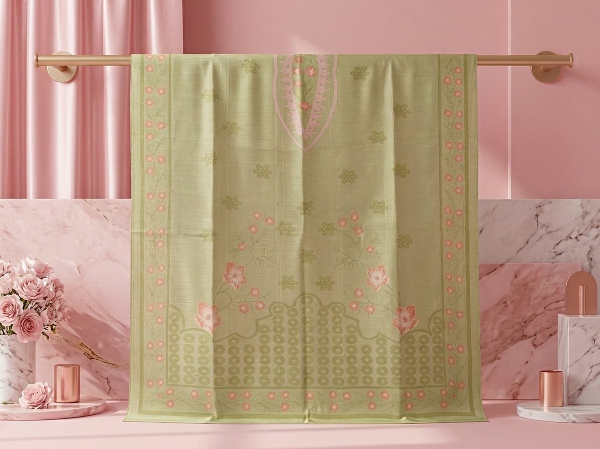 Elegant Sage Green Floral Printed Nano Dupatta