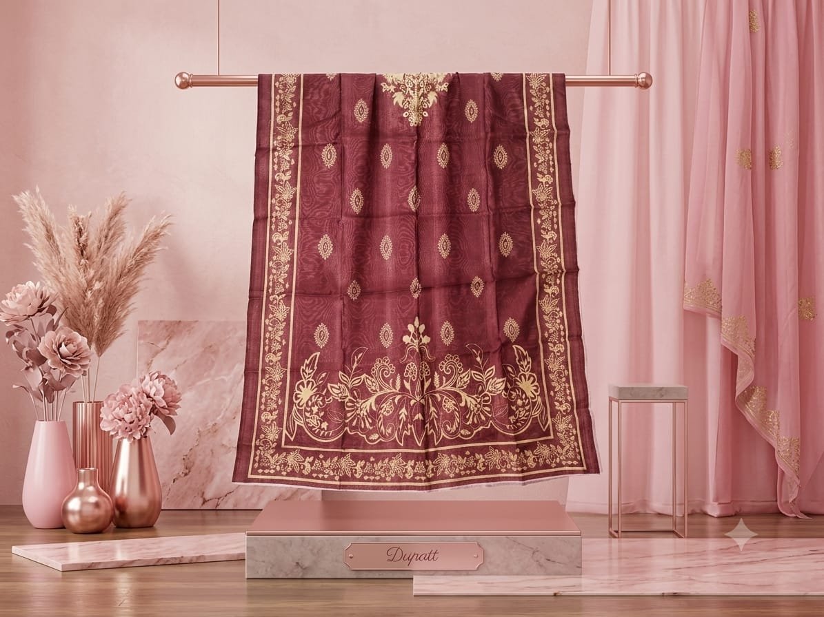 Maroon Gold Nano Chord Dupatta