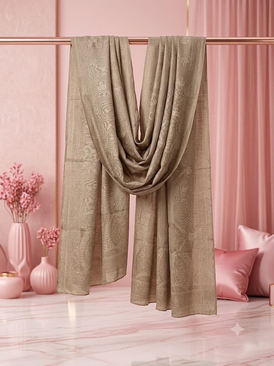 Resham Taupe – Self-Textured Nano Dupatta