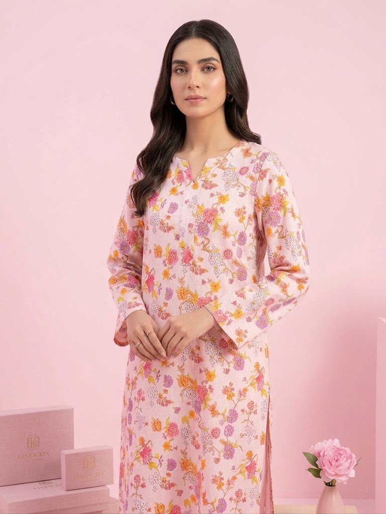 Pink Gardenia – Unstitched 2-Piece Printed Hairingbone Suit - Image 4